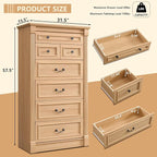 Farmhouse 7 Drawers Dresser for Bedroom, 57" Tall Large Dressers & Chests of Drawers w/Roman Column, Storage Dressers Organizer for Bedroom, Hallway, Living Room, Natrual