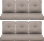 Patio Chair Cushions 6 Packs - Outside High Back Thick Water-Resistant Cushion 22x24 with Zipper Cover for Outdoor Glider Rocking Chairs Loveseat 3-Seater Couch Sofa – Grey/Buckle
