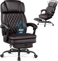 400lbs Executive Office Chair with Foot Rest for Heavy People, Ergonomic Big and Tall Desk Chair with Adjustable Headrest, High Back PU Leather Comfy Heavy Duty Computer Chair