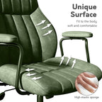 Green Leather Office Desk Chair with Wheels and Arms, Height Adjustable, Vintage, Mid Century Modern Style