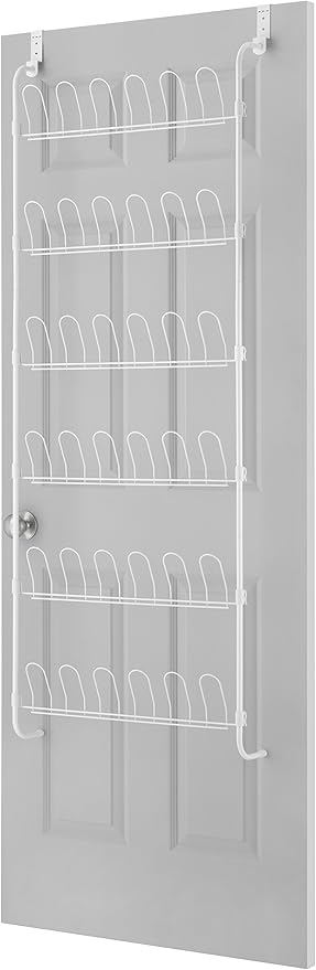 Whitmor 18-Pair Over The Door Shoe Rack, Unisex, White