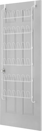 Whitmor 18-Pair Over The Door Shoe Rack, Unisex, White