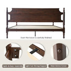 King Size Solid Wood Platform Bed Frame with Headboard & Footboard, 12 Strong Slats Base, Central Metal Legs, No Box Spring Needed, Easy Assembly, Anti-Noise & Slip-Free, Dark Roast Oak Finish, ROK-32