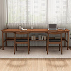 63" Long Solid Wood Desk Mid Century Modern Desk, Home Office Computer Desk, Simple Solid Wood Writing Desk Study Table Workstation, Walnut