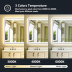 60x38 Inch LED Bathroom Mirror with Lights (Front Lit and Backlit) Black Framed Lighted Vanity Mirror for Bathroom Wall Dimmable Anti-Fog Memory Tempered Glass Horizontal/Vertical