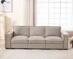 EALSON 93" Modular Sectional Sofa Modern Comfy 3-Seater Couch Sofa Linen Fabric Upholstered Cloud Couches with 24" Deep Seat and Wooden Legs for Bedroom/Living Room/Office, Oatmeal
