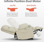 MCombo Dual Motor Large Power Lift Recliner Chair for Elderly, Lay Flat Lift Chair with Heat and Massage, Big Lift Recliner for Tall People, Faux Leather 7896 (Cream White, Large)