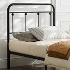 Black Metal Twin Size Headboard, Farmhouse and Vintage Style Dorm Headboards Only, Adjustable Height, Spindle Detail and Elegant Curves Design