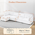 Vesgantti 143" L Shaped Modular Sectional Sofa, Comfy Corduroy Upholstered Modular Sectional Couches for Living Room, Modern Cloud Couch with Ottoman Deep Seat, Warm White
