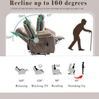 Power Lift Recliner Chair with Massage and Heating Functions,Velvet Sofa with 2 Remote Controls and Two Cup Holders,Recline up to 160 Degrees,Suitable for Living Room