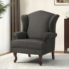 Accent Chair, High Back Upholstered Armchair with High Resilience Sponge & Wood Legs, Mid-Century Modern Comfy Single Sofa Reading Chairs for Living Room, Bedroom (Dark Grey, Set of 1)