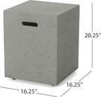 Christopher Knight Home Cape Coral Outdoor Aluminum Chat Set with Fire Table, Khaki / Light Grey