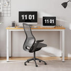 Need Computer Desk, 47 inch Home Office Desk, Modern Simple Style Home Office Gaming Desk, Basic Writing Table for Study Student, White Metal Frame, Teak
