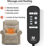 MCombo Triple Motor Power Lift Recliner Chair with Massage and Lumbar&seat Heating, Rolled Arms, Adjustable Headrest for Elderly People, Fabric 7888 (Beige, Medium)