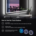 40x30 Inch LED Bathroom Mirror with Lights, Backlit and Front Lighted Bathroom Mirrors for Wall, Anti-Fog Dimmable Memory Shatterproof LED Vanity Mirror for Bathroom