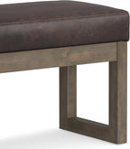 SIMPLIHOME Milltown 27 inch Wide Contemporary Rectangle Footstool Ottoman Bench in Distressed Brown Vegan Faux Leather, Assembled, for the Living Room and Bedroom