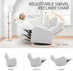 COLAMY Swivel Recliner Chair with Footrest, Rocker Glider Chair High Back with Double-Layer Cushion, Rocker Recliner for Nursery & Living Room, Bedroom, White