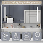 72IN Modern Bathroom Vanity - LED Intelligent Mirror Cabinet Includes Time Display & Defogging | Bathroom Cabinet with Sink & Open Storage Compartments, Ceramic Washbasin, 4 Drawers (Style A)
