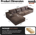136.6'' L-Shaped Modern Modular Sectional Cloud Couch, 4-Seat Chenille Deep-Seat Sofa with Pillow for Living Room, Bedroom, Apartment, Camel