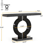 Tribesigns Modern Mirrored Console Table, Glass Sofa Table with Mirror Finish, 43-Inch Entryway Table with O-Shaped Base, Rectangular Accent Foyer Table for Living Room Hallway Entrance (Black)