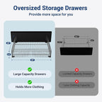 Allewie Velvet Vertical Tufted King Size Upholstered Platform Bed Frame with 2-Tier LED Storage Headboard & 2 Storage Drawers, USB & Type-C Charging Ports, Noise-Free/No Box Spring Needed, Black