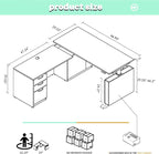 66.93'' Height Adjustable L-Shaped Executive Desk with Drawers and Shelves (Grey)