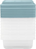 Hefty HI-RISE 18 Qt Plastic Storage Bins with Lids, 8 Pack Clear Stackable Containers with Secure Latching Handles, Under Bed Storage Boxes for Clothes, Shoes, Toys, Closet Organization