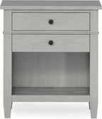 SIMPLIHOME Carlton Solid Wood 24 Inch Wide Contemporary Bedside Nightstand Table in Fog Grey, for The Living Room and Bedroom