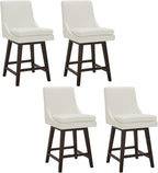 CHITA Counter Height Swivel Bar Stools Set of 4, FSC Certified Upholstered Faux Leather Barstool Chairs with Back, 26.8" H Seat Height, PU Leather in Pure White