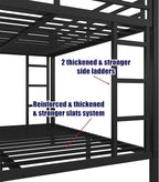 Latest Upgrade & Stronger Steel Queen Over Queen Bunk Bed, Heavy Duty Thickened More Rust-Proof Metal Bunkbed with Enhanced Legs & Slats (Easier Assembly)