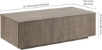 Henn&Hart 48" Rectangular Low-Profile Wood Coffee Table for Living Room, Family Room, or Office, Antiqued Gray Oak