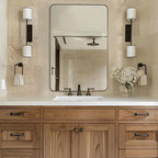 ANDY STAR Wall Mirror for Bathroom, 20”x28”Brushed Bronze Bathroom Mirror, Rounded Rectangle Mirror in Premium Stainless Steel Metal Frame Hangs Horizontal Or Vertical