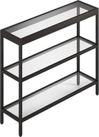 Henn&Hart 36" Wide Rectangular Console Table in Blackened Bronze, Entryway Table, Accent Table for Living Room, Hallway