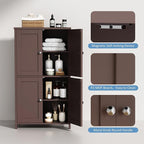 Shintenchi Bathroom Storage Cabinet with Doors and Shelves, Floor Cabinets for Washroom Furniture, Laundry Room, Organization with Adjustable Shelf, Brown