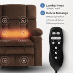 Tami Tami Dual Motor Power Lift Chair Recliner for Elderly with Massage and Heat, Infinite Position Electric Lift Recliner with Adjustable Headrest, USB (T6015 - Plush Fabric, Dark Brown, Medium)