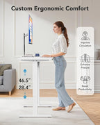 HUANUO Electric Small Standing Desk, 35" x 24" Whole Piece Desktop, Adjustable Height Computer Desk, 4 Height Memory Settings, Sit Stand Up Desk for Home Office, White