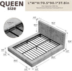 RECCI Cloud Upholstered Queen Bed Frame with Headboard, 5 Inch Foam Padded Platform, No Box Spring, Easy Assembly (Moon)