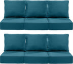 Luxury 24x24x6 Inch Outdoor Deep Seat Cushions Set of 6 - Comfortable Patio Zipper Chair Cushion for Outside Wicker Dining Rocking Swivel Chairs Loveseat Couch Sectional Sofa - Peacock Blue