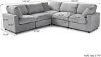 WJShome Cloud Couch Modular Sectional Sofa,100.5" V Shaped Couch, Convertible Wide Seater, 5 Seater for Living Room Set,Covers Washable&Replaceable,Gray