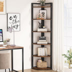 Tribesigns 6 Tier Corner Shelf, 70.9 Inch Tall Corner Bookshelf Small Bookcase Rustic Corner Shelving Unit Storage Rack for Living Room, Home Office, Kitchen, Small Space