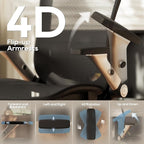 COLAMY Ergonomic Office Chair with Footrest, High Back Mesh Desk Chair with Adjustable Lumbar Support, 3D Armrests, Headrest, Recline Function, Rolling Swivel Task Chair for Home Office (Graphite)