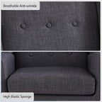 HUIMO Button-Tufted Accent Chairs Set of 2,Upholstered Reading Living Room Chair,Mid Century Modern Chair with Linen Fabric, Club Chair,Comfy Arm Chairs for Living Room,Bedroom,Grey
