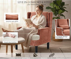Accent Chair for Living Room Chairs Upholstered Oversized Reading Chair Armchair Accent Chairs Set of 2 Living Room Chair with High Back and Wood Legs,Arm Chair Comfy Chair for Bedroom(Orange red)