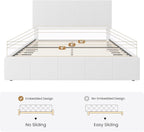 SHA CERLIN Full Size Bed Frame, Velvet Upholstered Platform Bed, Vertical Channel Tufted Adjustable Headboard, Low Profile Bed Frame, No Box Spring Needed, Easy Assembly, White