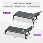 PURPLE LEAF Outdoor Oversized Lounge Chair Set of 3 Patio Chaise Pool Lounger Aluminum Frame with Side Table and Wheels for Outside Sunbathing Tanning Recliner Including Pillows Gray
