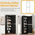 Metal Locker Tall Narrow Storage Cabinet, 67" H Locking Tool File Cabinets Snack Locker Organizer for School Classroom,Bedroom,Gym Home Office,Entryway and Hallway (20" W 2Door Black)