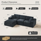 108" Sectional Couches for Living Room Boneless Couch Upholstered Cloud Couch Sectional Modular Sectional Sofa with L Shaped (Chenille-Blue, 3 Seat+1 Ottoman)