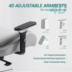 Big and Tall Executive Office Chair, Ergonomic Comfy Mesh Desk Chair with 4D Arms & Extra Wide Seat, Adjustable Headrest & Lumbar Support, 750LBS Capacity, Grey