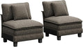 PHI VILLA Indoor Modular Sectional Couches Sets, 2-Piece Armless Sofa Set, 2-Seater Upholstered Couch for Living Room Small Spaces, Chenille Fabric, Smoky Grey