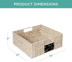 Best Choice Products Set of 4 13x12in Water Hyacinth Pantry Baskets, Woven Organizers w/Chalkboard Label, Chalk Marker - White